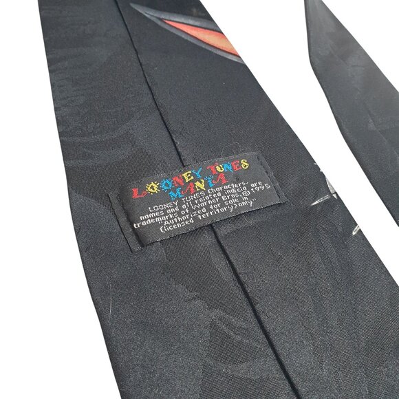 Looney Tunes Mania Bugs Bunny Black Polyester Necktie Novelty Cartoon Gift - Picture 4 of 6